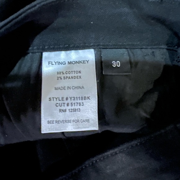 Flying Monkey, Black, Denim, Stretchy, Distressed Jeans, Frayed Cropped Size 30 - Picture 9 of 9